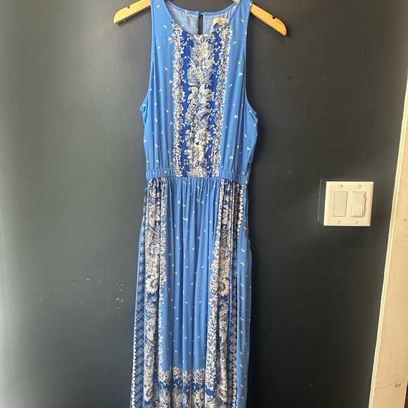 LOFT Sky Blue and White Floral Maxi Dress - Picture 2 of 5